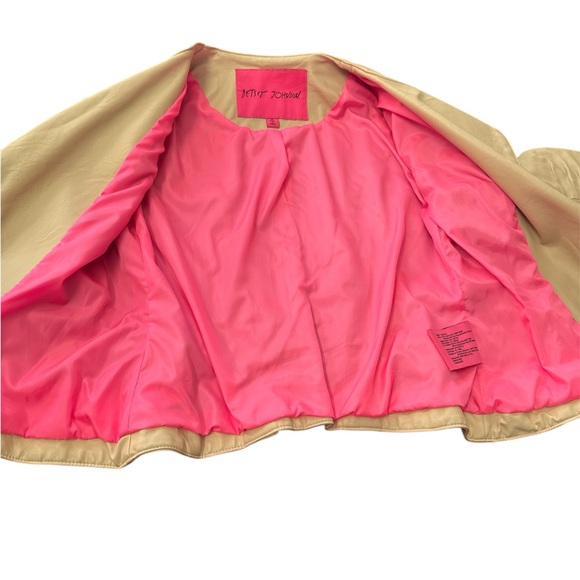 Betsy Johnson Bone Vegan Leather Corset Back Jacket! Size S EUC - Picture 5 of 8